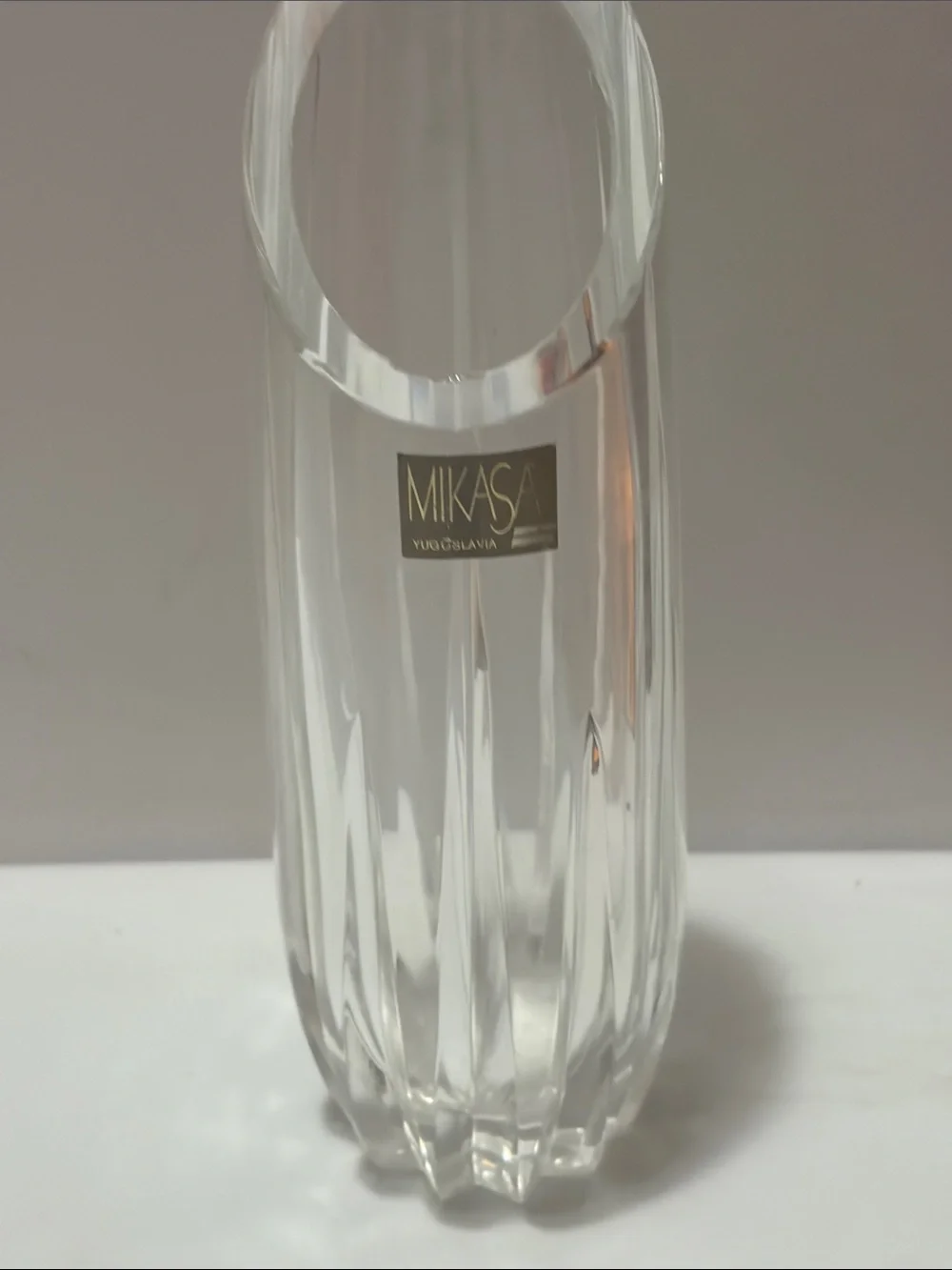 Mikasa Clear Crystal Vase with Vertical Cut Design